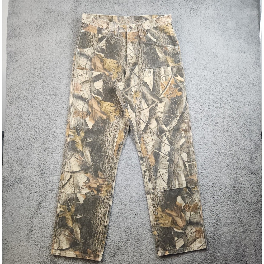 Vtg Wrangler Mens 33 x 34 Real Tree Camo Canvas Double Knee Hunting Pants